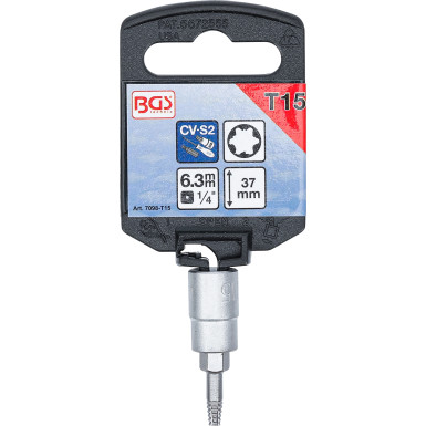 BGS Schraubenausdreher-Bit-Einsatz | Antrieb Innenvierkant 6,3 mm (1/4"""") | für defektes T-Profil (für Torx) T15 | 7098-T15