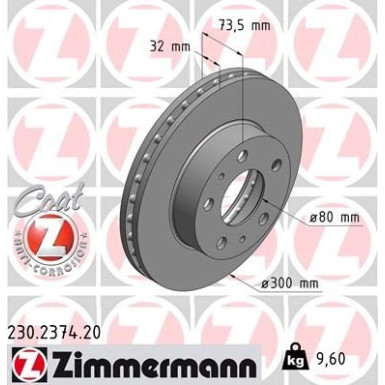 ZIMMERMANN Bremsscheibe | 230.2374.20