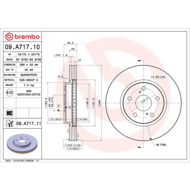 82 481 115 Bremsscheibe VA LEXUS IS 05 PRIME LINE - UV Coated 09.A717.11