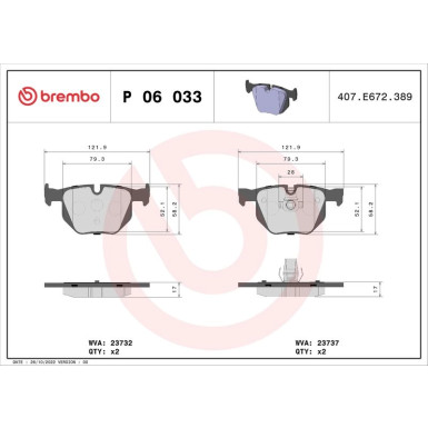 BREMBO Bremsklötze Xtra HA | BMW 5, 6 01-10 | P 06 033X
