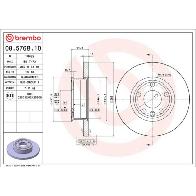 17 481 029 Bremsscheibe VA VW T4 90 PRIME LINE 08.5768.10