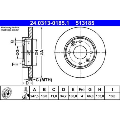 Bremsscheibe Peugeot S. 206 1.1-1.4 98- Power Disc PowerDisc 24.0313-0185.1
