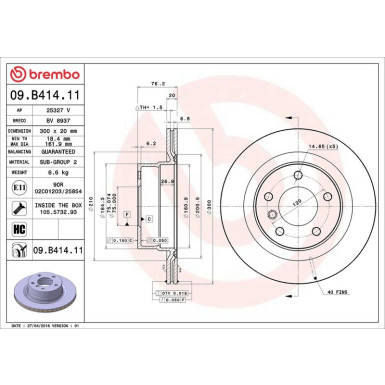 11 482 065 Bremsscheibe HA BMW 1er Coupe,Cabrio 07 PRIME LINE - UV Coated 09.B414.11