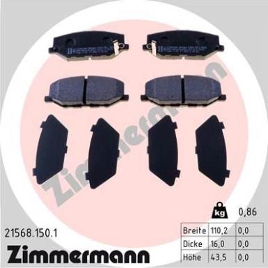 ZIMMERMANN Bremsbelagsatz, Scheibenbremse | 21568.150.1