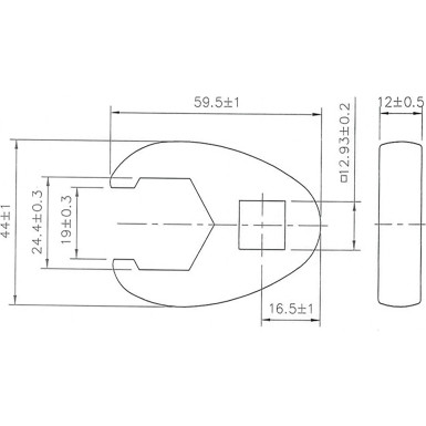 BGS Hahnenfußschlüssel Antrieb Innenvierkant 12,5 mm (1/2 ) SW 24 mm 1757-24
