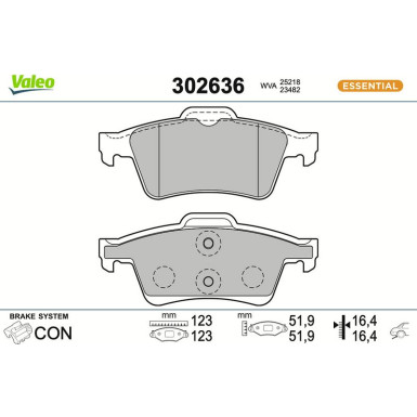 VALEO Bremsbeläge 302636