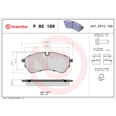 BREMBO Bremsklötze VA MAN TGE VW Crafter 16 PRIME LINE P 85 169