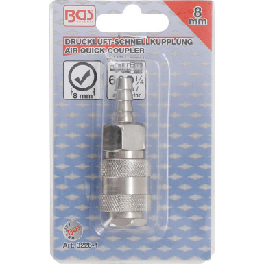 BGS Druckluft-Schnellkupplung mit 8 mm Schlauchanschluss | 3226-1