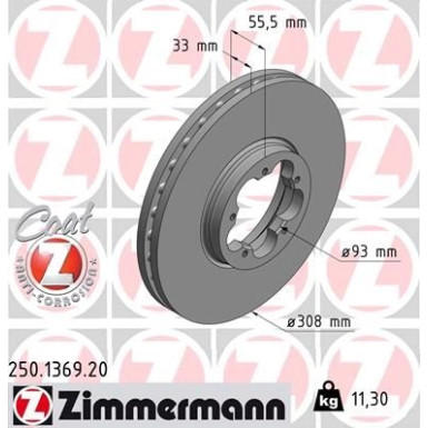 ZIMMERMANN Bremsscheibe | 250.1369.20