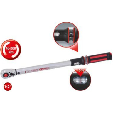 KS TOOLS Drehmomentschlüssel mit Ratsche 1/2 ERGOTORQUE®precision, 20-200 Nm | 516.6542