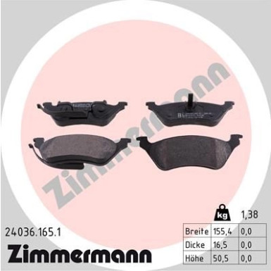 ZIMMERMANN Bremsbeläge | 24036.165.1