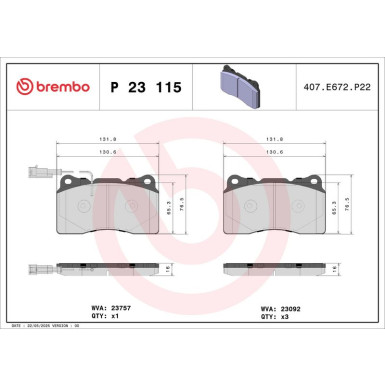 BREMBO Bremsklötze Xtra VA | ALFA 159 LANCIA MASERATI 05-12 | P 23 115X