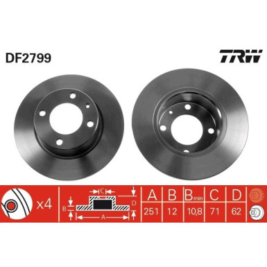 TRW Bremsscheibe | DF2799