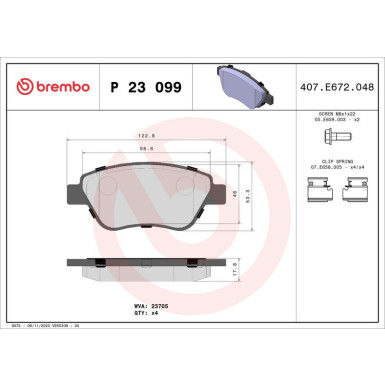 BREMBO Bremsklötze VA | FIAT Idea 03 | P 23 099