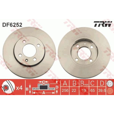 17 481 054 Bremsscheibe VA | VW Up,SEAT Mii,SKODA Citigo 10 | DF6252