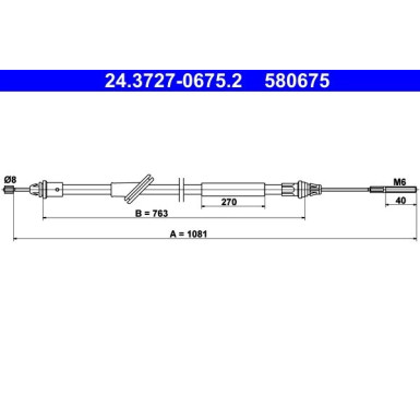 ATE Handbremsseil Seilzug Festellbremse 24.3727-0675.2
