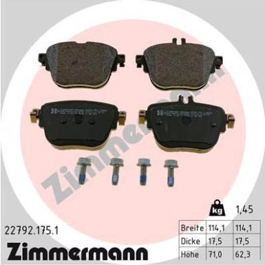 ZIMMERMANN Bremsbelagsatz, Scheibenbremse | 22792.175.1