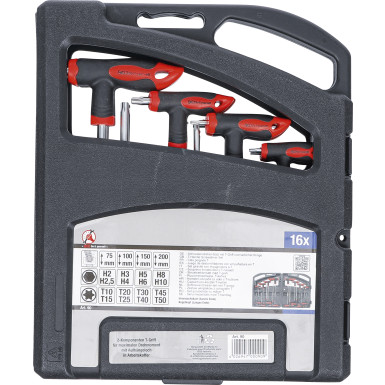 BGS Schraubendreher-Satz mit T-Griff und seitlicher Klinge Innensechskant/T-Profil (für Torx) 16-tlg BGS Do it yourself 90