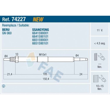FAE Glühkerze 74227