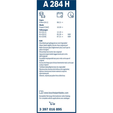 Scheibenwischer Aerotwin A284H BOSCH | Rear Aerotwin | CUPRA, SKODA, VW | 3397016895
