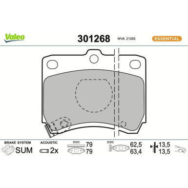VALEO Bremsbeläge 301268 VALEO Bremsbeläge 301268