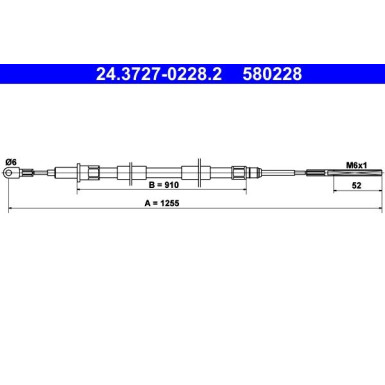 ATE Handbremsseil Seilzug Festellbremse 24.3727-0228.2 ATE Handbremsseil Seilzug Festellbremse 24.3727-0228.2