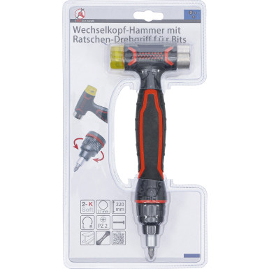 BGS Wechselkopf-Hammer mit Ratschen-Drehgriff für Bits, umschaltbar 3-in-1 BGS Do it yourself 20800
