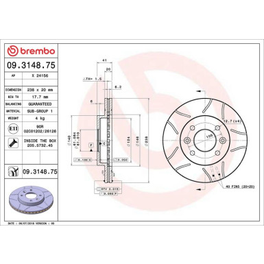 72 481 017M Bremsscheibe VA Brembo Max | RENAULT Clio,Megane,Kangoo,NISS 86 | 09.3148.75