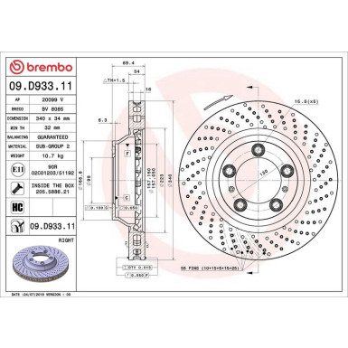 Bremsscheibe VA re PORSCHE PRIME LINE - UV Coated 09.D933.11