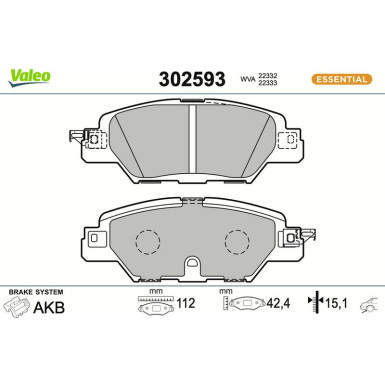 VALEO Bremsbeläge 302593