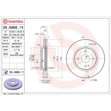 83 481 047 Bremsscheibe VA | MAZDA 2 07 | 09.A968.14