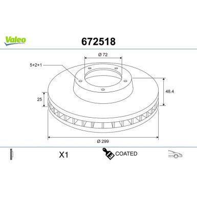 VALEO Bremsscheibe 672518 COATED