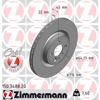 ZIMMERMANN Bremsscheibe | 150.3488.20
