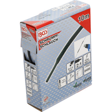 BGS Schrumpfschlauch-Box | schwarz | Ø 2,5 mm | 10 m | 6846