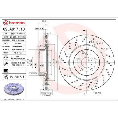 15 481 068 Bremsscheibe VA MERCEDES W221 05 PRIME LINE - UV Coated 09.A817.11 15 481 068 Bremsscheibe VA MERCEDES W221 05 PRIME LINE - UV Coated 09.A817.11
