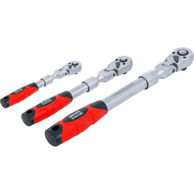 BGS Umschaltknarren-Satz ausziehbar, abwinkelbar Abtrieb Außenvierkant 6,3 mm (1/4 ) - 10 mm (3/8 ) - 12,5 mm (1/2 ) 3-tlg BGS Do it yourself 72114