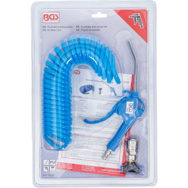 BGS Druckluft-Ausblaspistole | mit Druckluft-Spiralschlauch und T-Verbinder | 74253