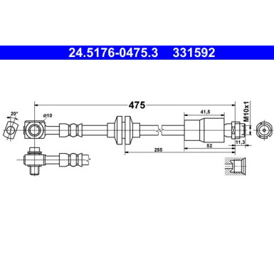 ATE Bremsschlauch | 24.5176-0475.3