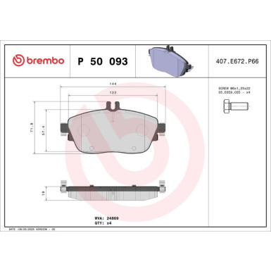 BREMBO Bremsklötze Xtra VA | MERCEDES A, B- Klasse 11 | P 50 093X
