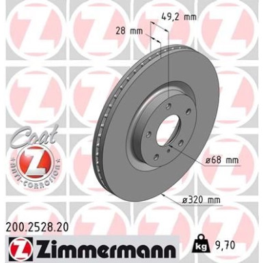 ZIMMERMANN Bremsscheibe 200.2528.20 Coat Z