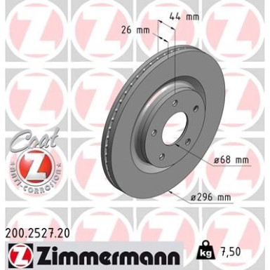 ZIMMERMANN Bremsscheibe 200.2527.20 Coat Z