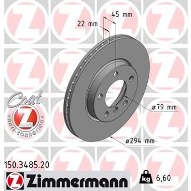 ZIMMERMANN Bremsscheibe 150.3485.20 Coat Z