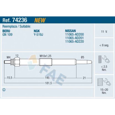 FAE Glühkerze 74236