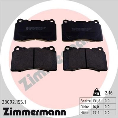 ZIMMERMANN Bremsbeläge ZIMMERMANN Bremsbeläge