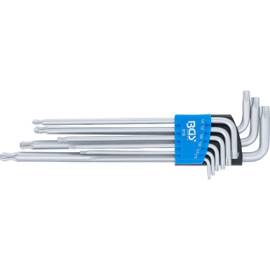 BGS Winkelschlüssel-Satz | extra lang | T-Profil (für Torx) mit Kugelkopf T10 - T50 mm | 9-tlg | 819