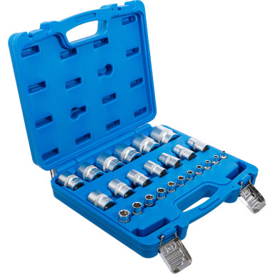 BGS Steckschlüssel-Einsatz-Satz Sechskant | Antriebe Innenvierkant 6,3 mm (1/4""""), 12,5 mm (1/2"""") | Zollmaße | 24-tlg | 2246
