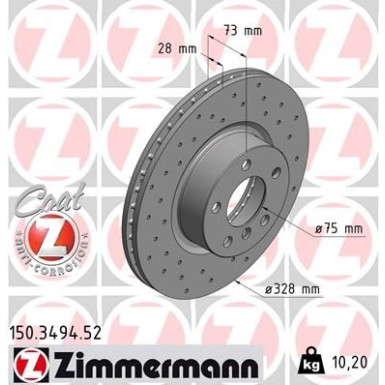 11 481 077 Sport Bremsscheibe VA Sport | BMW X3 F25/X4 F26 | 150.3494.52
