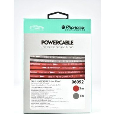 Phonocar Stromkabel Querschnitt 12 mm² Kabel-set stromversorgungskabeln für verstärker - 50 A - Que 06092