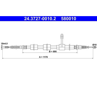 ATE Handbremsseil Seilzug Festellbremse 24.3727-0010.2