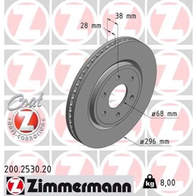 ZIMMERMANN Bremsscheibe 200.2530.20 Coat Z